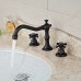 Greenspring Deck Mounted Three Holes Double Handles Widespread Roman Bathroom Sink Faucet 3pcs faucet  Oil Rubbed Bronze - B00WUGNZK4